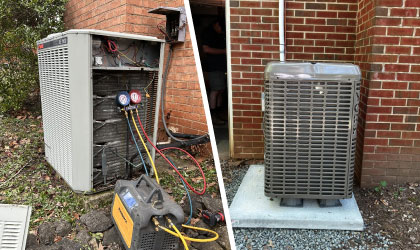 Collage of heating system installation and repair services