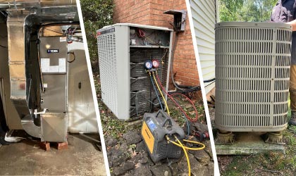 Collage of heating system repair and installation services