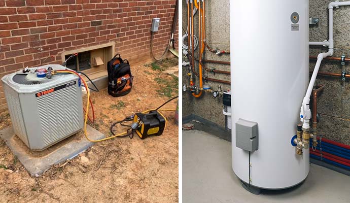 Collage of HVAC unit and water heater