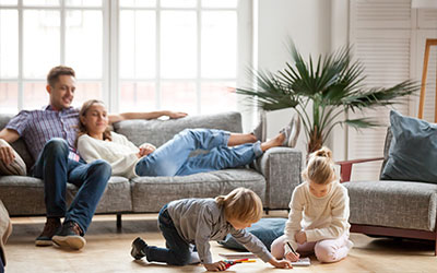 Family in the humidity controlled room